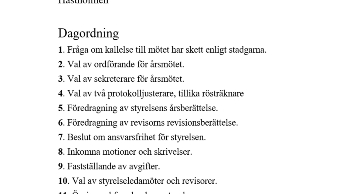 Årsmöte 16 augusti